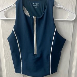 Women's Navy Blue Zip-Up Top